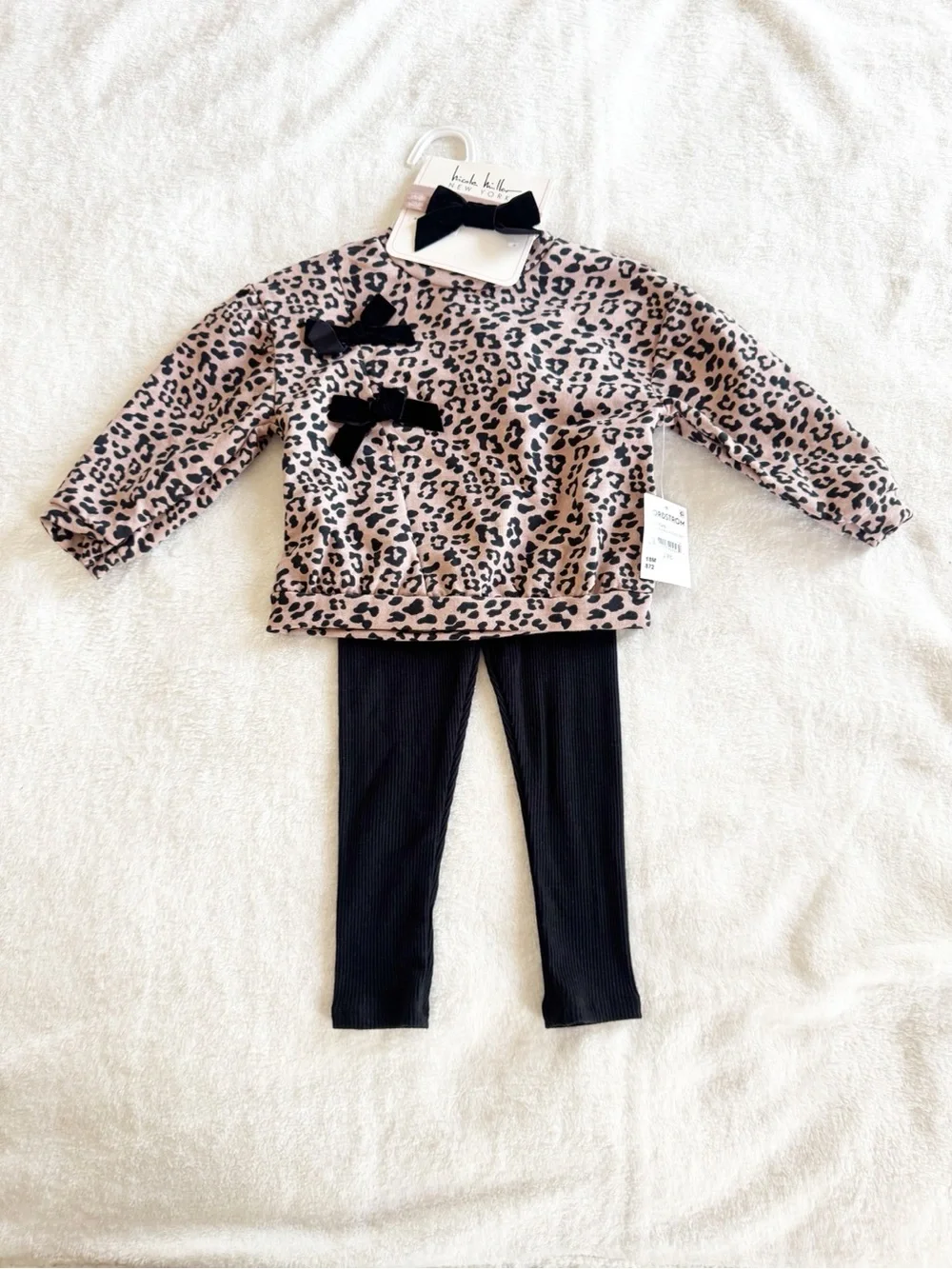 Nordstrom Nicole Miller Girls Leopard Print Sweatshirt Leggings Set 18 Mo